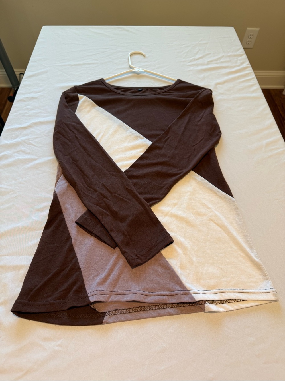 Colorblock Long Sleeve Top in Brown, Cream & Taupe